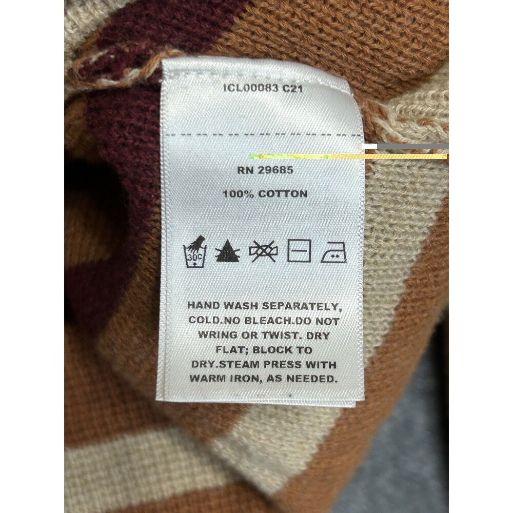 Pendleton Women’s Cardigan Sweater Small Brown Striped Button Front 100% Cotton - Picture 6 of 7